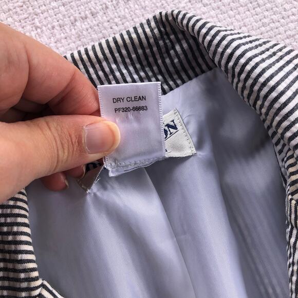 Pendleton Pinstripe Textured Cotton Blazer Medium Petite Preppy Career Coastal - Picture 4 of 10